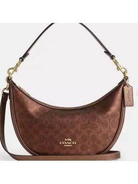 COACH Aria shoulder bag in gold/brown/copper